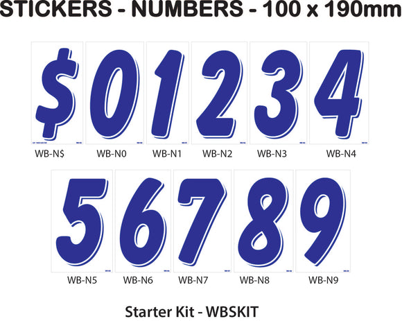 Number Stickers - Blue and White