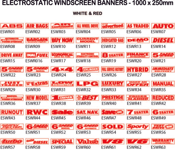 Electrostatic Windscreen Banner - White and Red