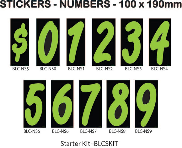 Number Stickers - Chartreuse and Black Designer
