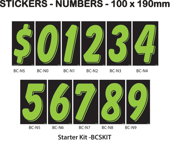 Number Stickers - Chartreuse and Black