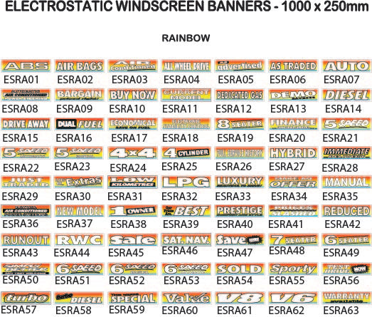 Electrostatic Windscreen Banners - Rainbow