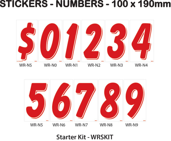 Number Stickers - Red and White