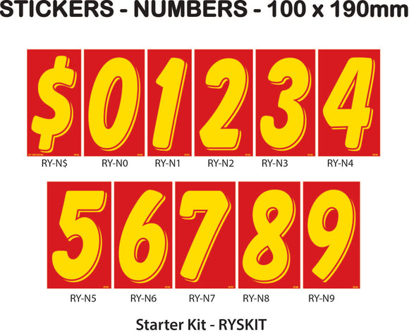 Number Stickers - Red and Yellow