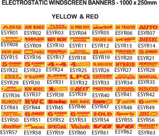 Electrostatic Windscreen Banners - Yellow and Red