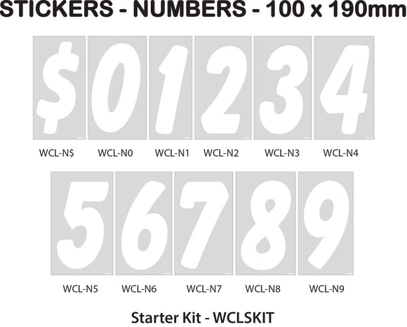 Number Stickers - Clear and White