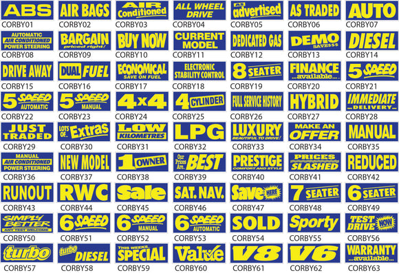 Corflute Windscreen Banners - Blue and Yellow