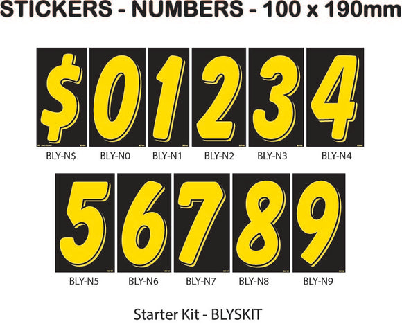 Number Stickers - Black and Yellow