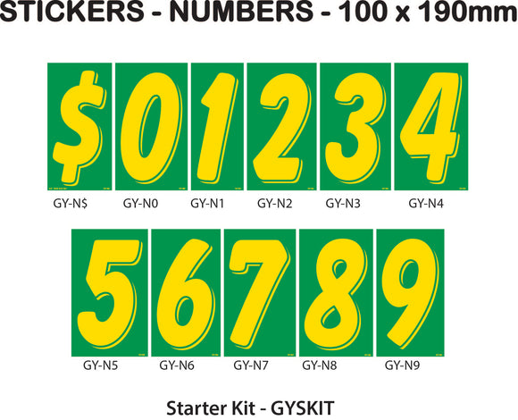 Number Stickers - Green and Yellow