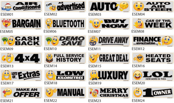 Electrostatic Windscreen Banners - Emojis