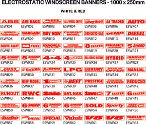 Electrostatic Windscreen Banner - White and Red