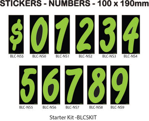 Number Stickers - Chartreuse and Black Designer