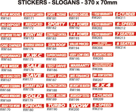 Sticker Slogans - Red and White