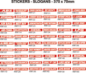 Sticker Slogans - Red and White