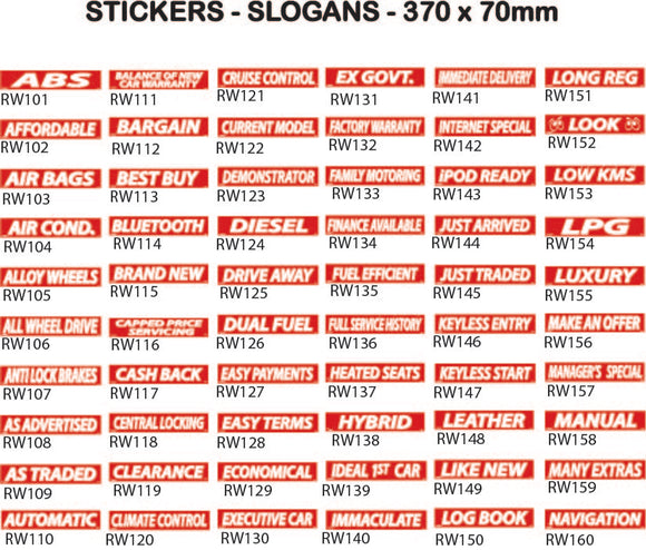 Sticker Slogans - Red and White