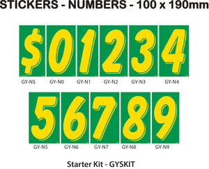 Number Stickers - Green and Yellow